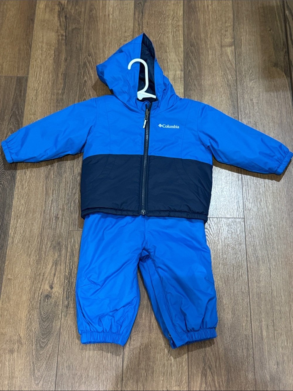 Columbia Kids 2 Piece Blue and Navy Insulated Snow Set | Bibs and Jacket 12-18M